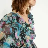 Clearance Oasis Ruched Front Dobby Floral Printed Top Multi