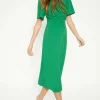 Online Oasis Ruched Front Jersey Crepe Midi Dress Green