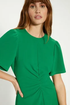 Online Oasis Ruched Front Jersey Crepe Midi Dress Green