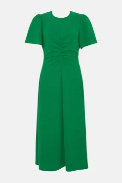 Online Oasis Ruched Front Jersey Crepe Midi Dress Green