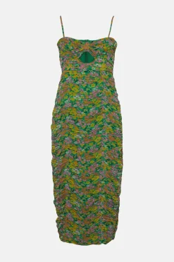 Online Oasis Ruched Strappy Midi Dress Green