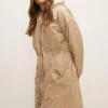 Clearance Oasis Ruched Waist Detail Parka Neutral