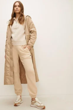 Clearance Oasis Ruched Waist Detail Parka Neutral