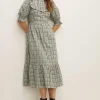 Outlet Oasis Ruffle Detail Check Midi Dress Multi