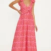 New Oasis Ruffle Strap Tie Back Broderie Dress Pink