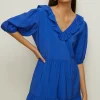 Fashion Oasis Ruffle Textured Swing Dress Cobalt