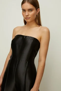 Hot Oasis Satin Bandeau Jumpsuit Black