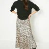 New Oasis Satin Bias Midi Skirt Animal