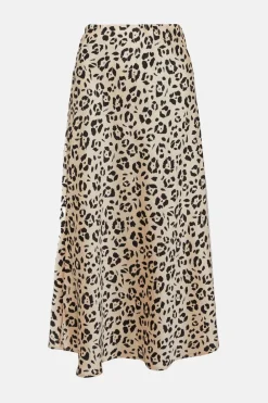 New Oasis Satin Bias Midi Skirt Animal