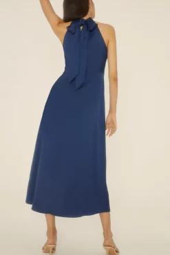 Discount Oasis Satin Halter Neck Midi Dress Navy