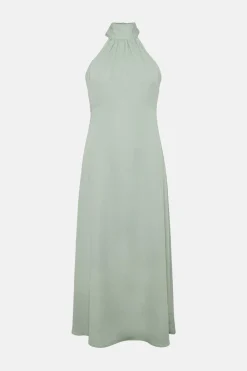 Discount Oasis Satin Halter Neck Midi Dress Sage