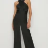 New Oasis Satin Halterneck Belted Jumpsuit Olive
