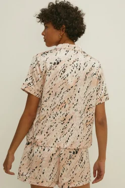 Discount Oasis Satin Short Sleeve Pj Set Animal