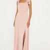 Outlet Oasis Satin Tie Shoulder Midi Dress Sage