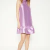 Sale Oasis Satin Twill A-Line Mini Dress Purple
