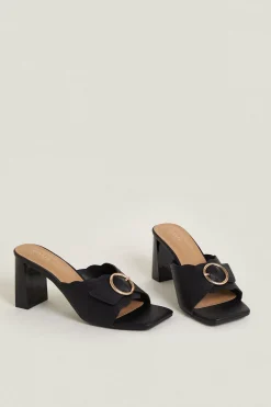 Clearance Oasis Scallop Detail Heeled Mules Black