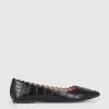 Best Oasis Scallop Edge Croc Flat Black