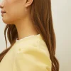 Best Oasis Scallop Edge Puff Sleeve Sweatshirt Lemon
