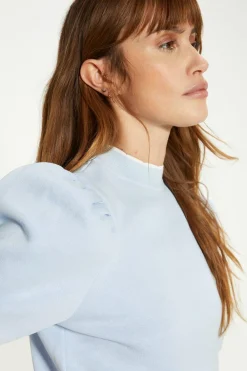 Sale Oasis Scallop Short Sleeve Sweatshirt Blue