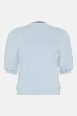 Sale Oasis Scallop Short Sleeve Sweatshirt Blue