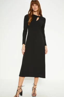 Discount Oasis Scuba Crepe Bow Detail Midi Dress Black