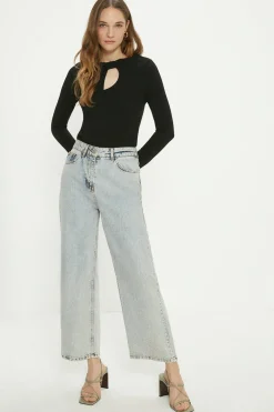 Online Oasis Scuba Crepe Bow Detail Top Black