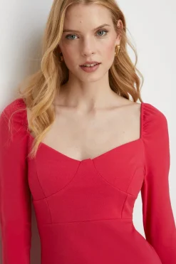 Best Oasis Scuba Crepe Sweetheart Neck Mini Dress Pink