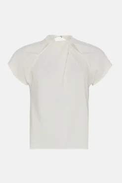 Outlet Oasis Scuba Crepe Twist Neck Top Ivory