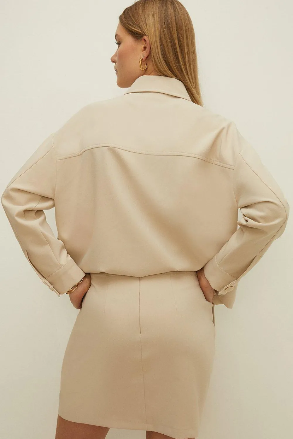 Sale Oasis Seam Detail Tailored Stretch Aline Skirt Beige