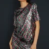 Clearance Oasis Sequin Boxy Short Sleeve T-Shirt Multi
