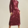 Online Oasis Sequin Crew Neck Midi Dress Purple