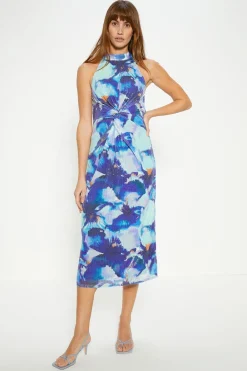 Outlet Oasis Sequin Knot Front Midi Dress Blue