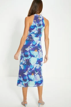 Outlet Oasis Sequin Knot Front Midi Dress Blue
