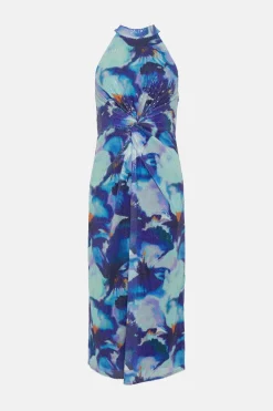 Outlet Oasis Sequin Knot Front Midi Dress Blue