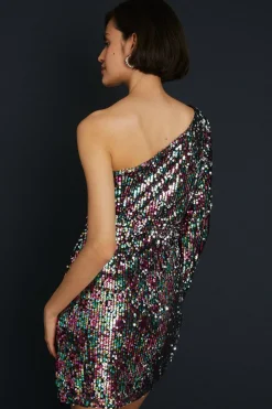 Best Oasis Sequin One Sleeve Mini Dress Multi