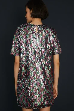 Sale Oasis Sequin Short Sleeve T-Shirt Mini Dress Multi