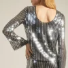 New Oasis Sequin Stripe Scoop Back Top Silver
