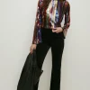 Sale Oasis Sequin Stripe Scoop Back Top Multi