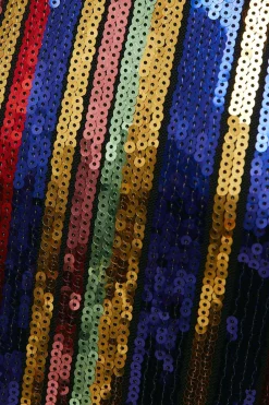 Sale Oasis Sequin Stripe Scoop Back Top Multi