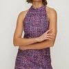 Best Oasis Sequin Tweed Halter Mini Dress Purple