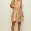 Best Oasis Sequin Watercolour Mesh Skater Dress Apricot