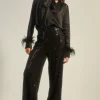 Hot Oasis Sequin Wide Leg Trouser Black