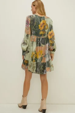Best Oasis Shimmer Butterfly Printed Smock Dress Multi