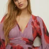 Discount Oasis Shimmer Plisse V Neck Maxi Dress Lilac