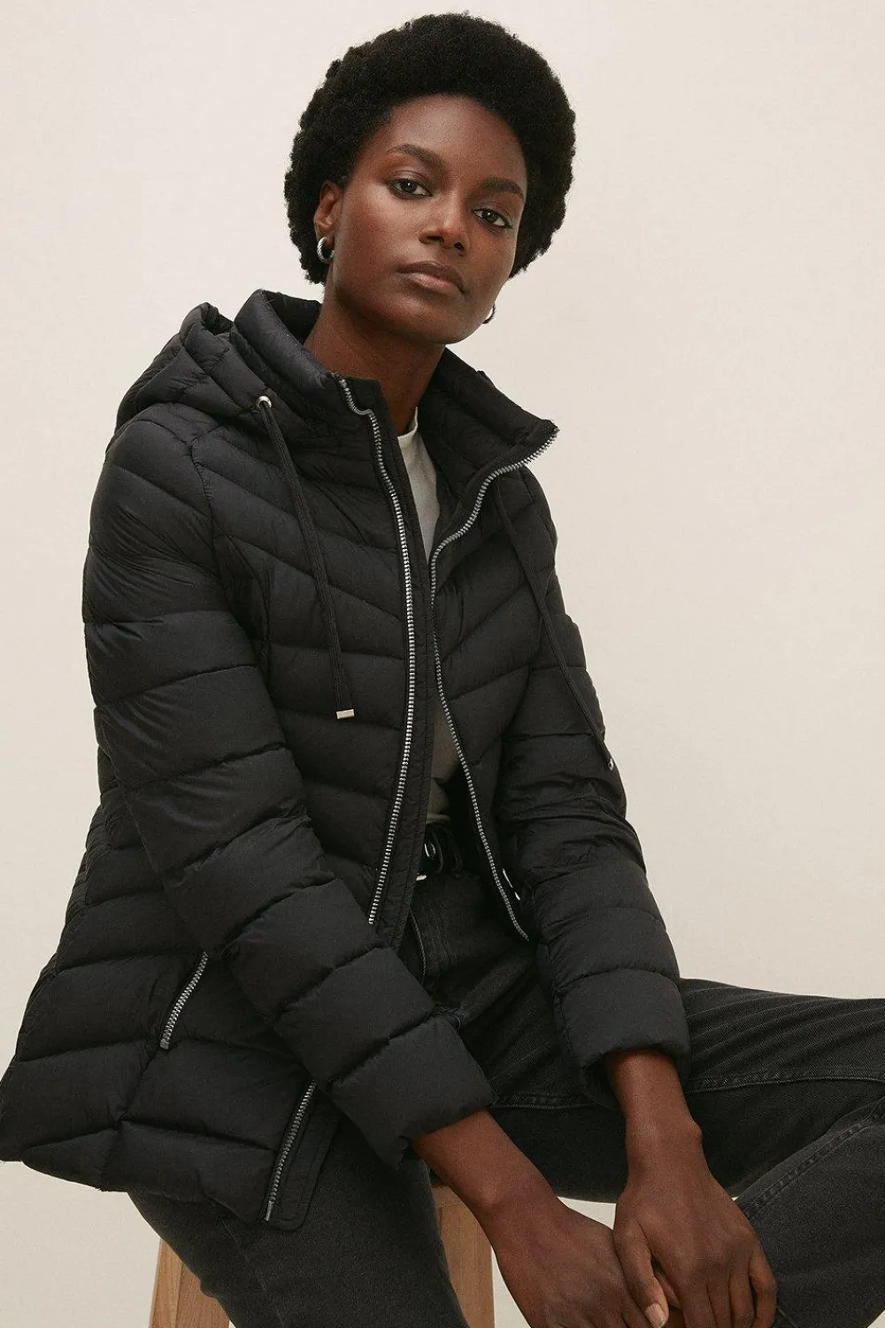 Best Oasis Short Padded Packable Coat Black