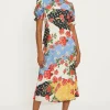 Fashion Oasis Short Sleeve Floral Print Midi Tea Dress Multi