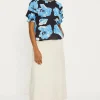 Fashion Oasis Short Sleeve Printed Tea Blouse Blue