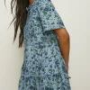 Best Oasis Short Sleeved Pintuck Printed Mini Dress Floral