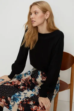 Outlet Oasis Slash Neck Knitted Jumper Black