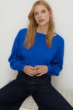 Outlet Oasis Slash Neck Knitted Jumper Forest